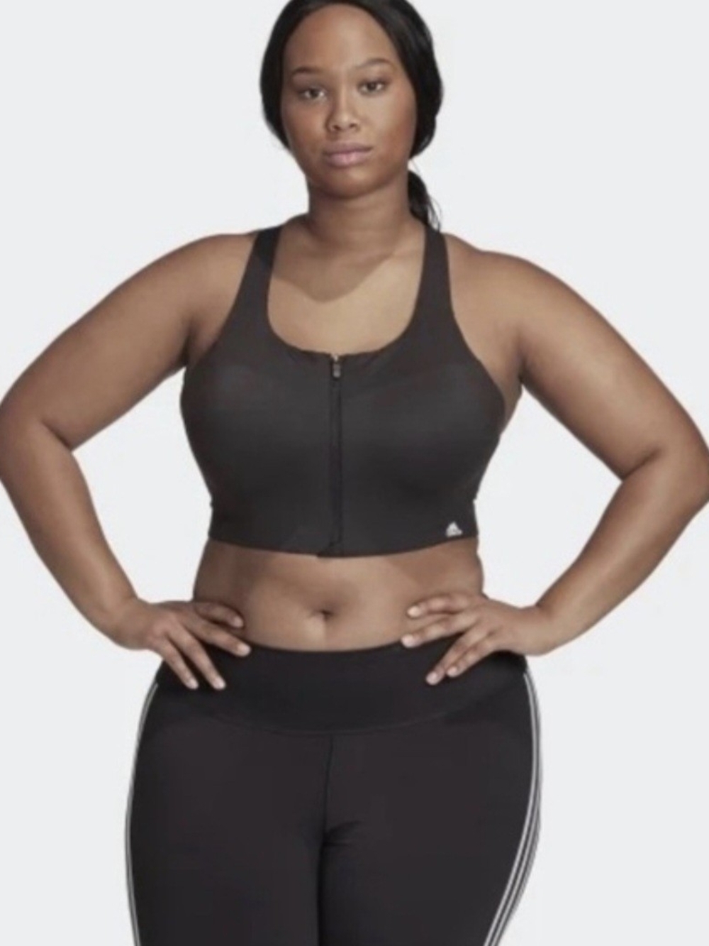 Adidas TLRD Impact Luxe High-Support Zip Sports Bra Black NWOT 36/38